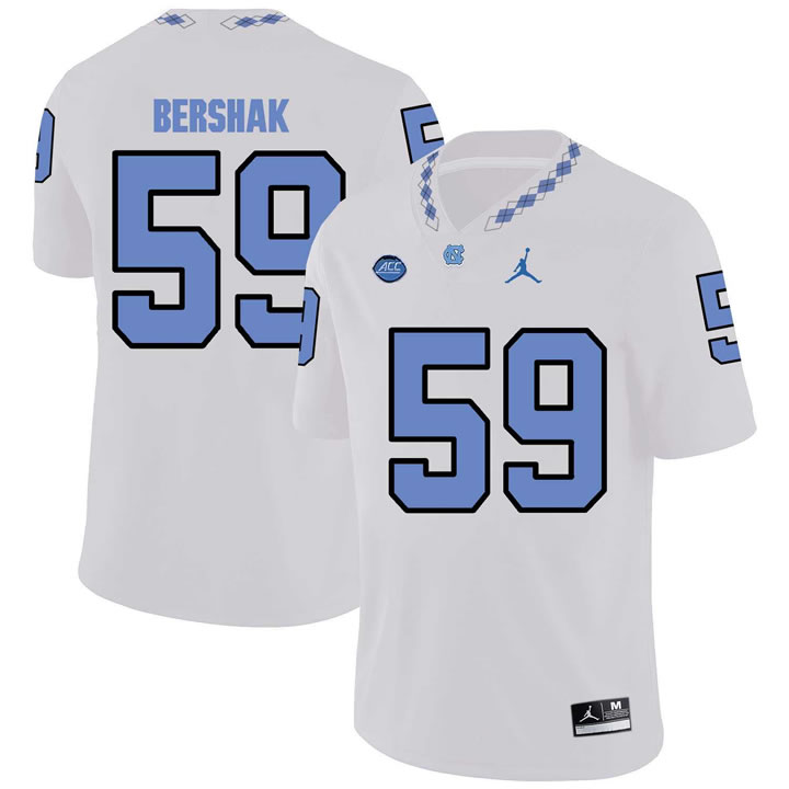 North Carolina Tar Heels #59 Andy Bershak White College Football Jersey